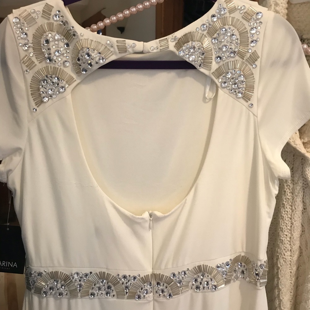 Marina Ivory Embellished Gown 14
